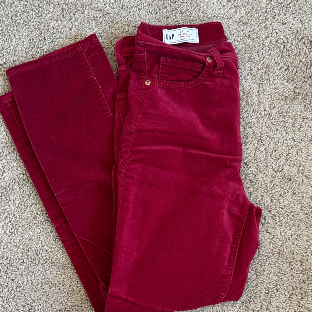 GAP Burgundy Velvet Trousers